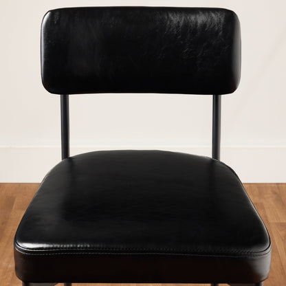 Set of 3 Armless Counter Height Bar Stools, Modern PU Faux Leather Stools