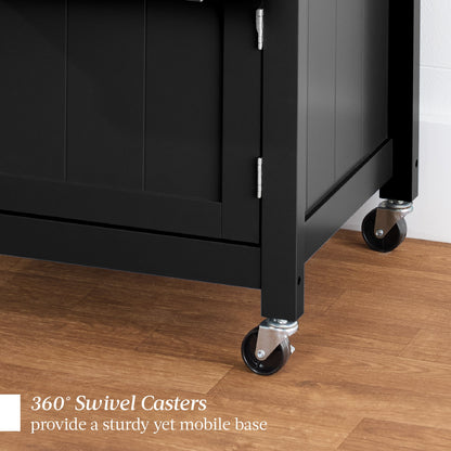 Rolling Kitchen Island Cart, Cabinet W/ Drawer, Sliding Tray, Outlet, Wheels