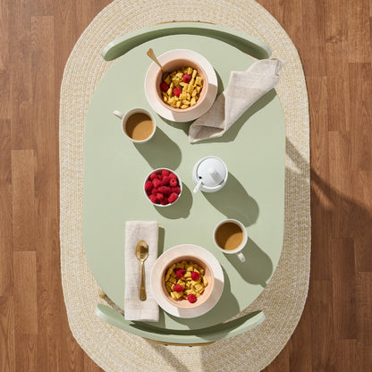 3-Piece Oval Dining Table Set, Small Kitchen Set w/ 2 Chairs