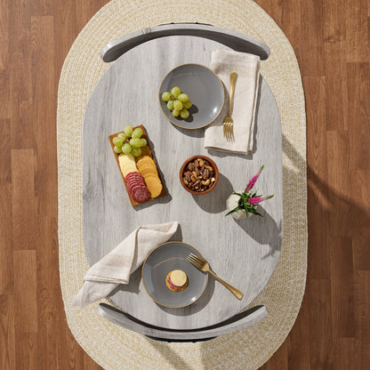 3-Piece Oval Dining Table Set, Small Kitchen Set w/ 2 Chairs