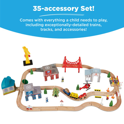 70-Piece Train Table, Large Multipurpose Playset w/ Reversible Table Top