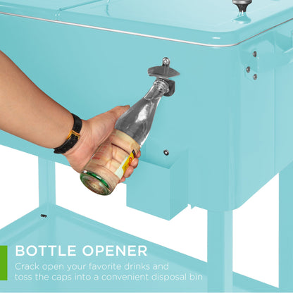 Portable Rolling Cooler Cart w/ Bottle Opener, Catch Tray - 80qt