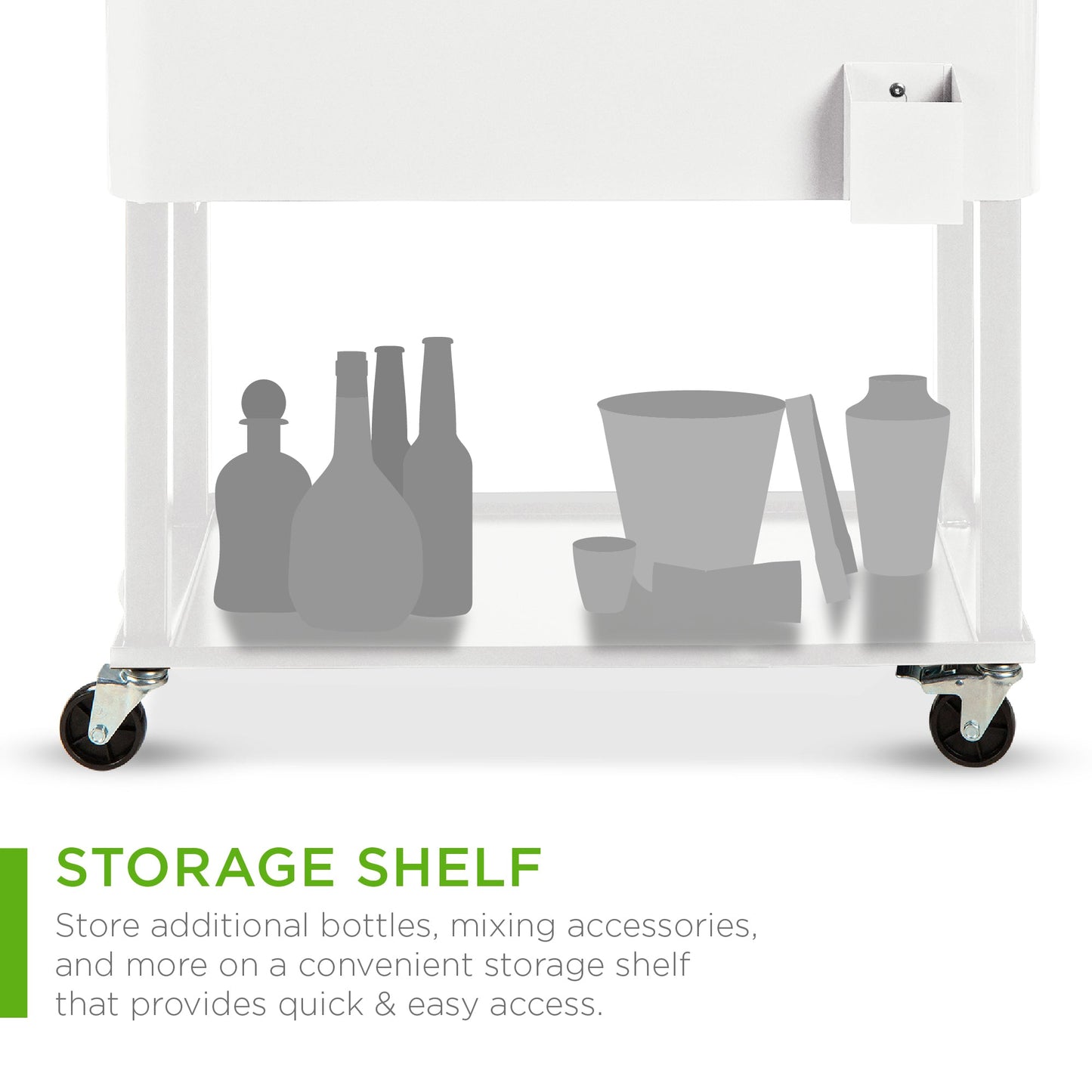 Portable Rolling Cooler Cart w/ Bottle Opener, Catch Tray - 80qt