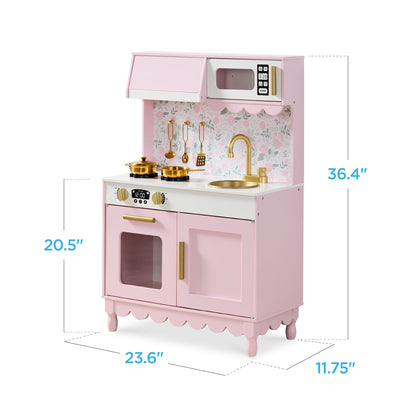 Pretend Play Cottage Kitchen Wooden Toy Set for Kids w/ 5 Accessories
