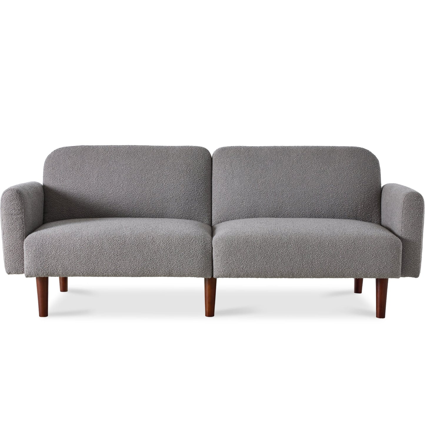 Curved Convertible Futon, Boucle Fabric Split-Back Sleeper Bed