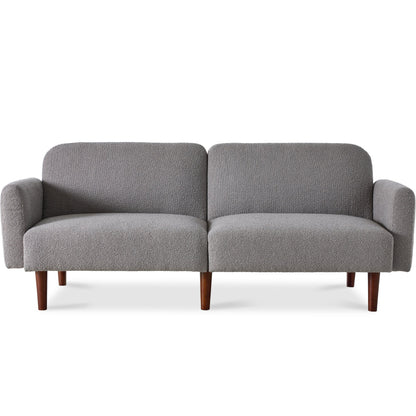 Curved Convertible Futon, Boucle Fabric Split-Back Sleeper Bed