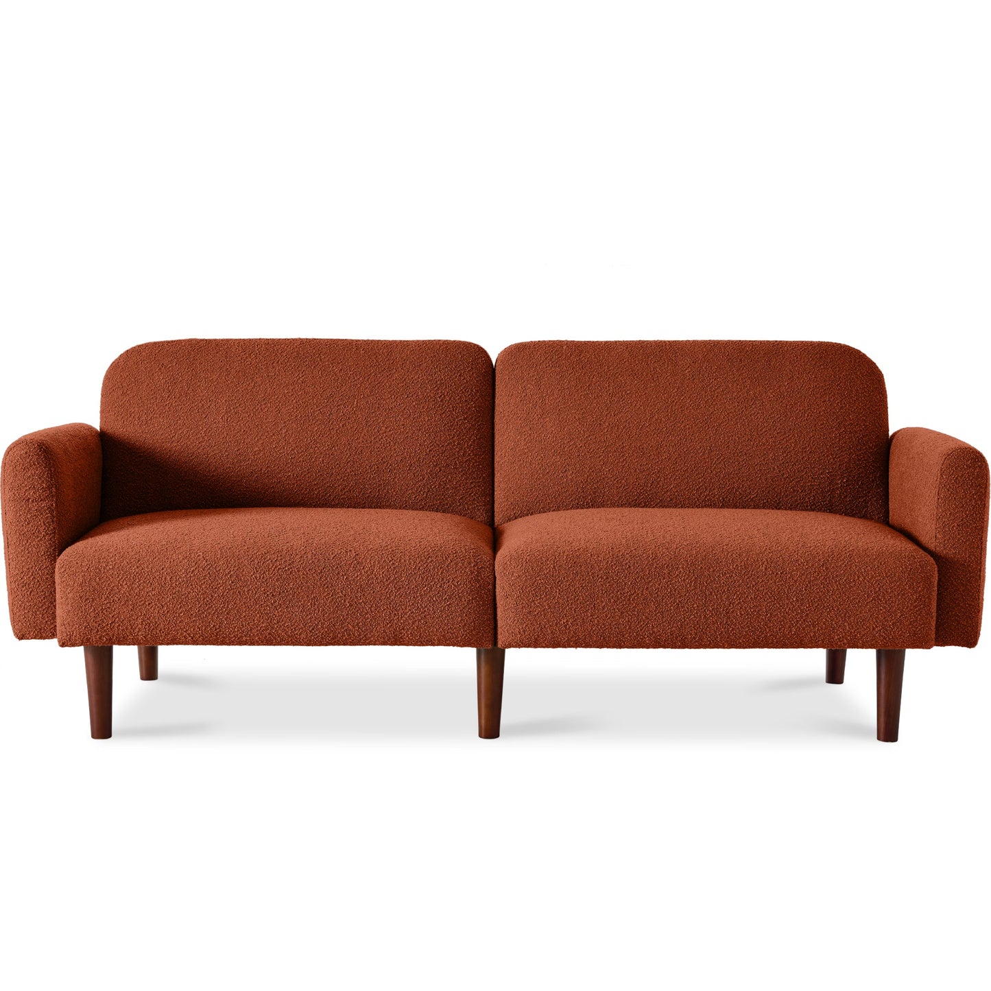 Curved Convertible Futon, Boucle Fabric Split-Back Sleeper Bed