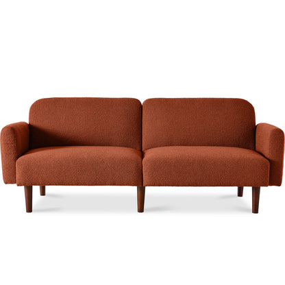 Curved Convertible Futon, Boucle Fabric Split-Back Sleeper Bed