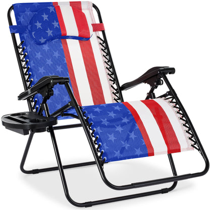 Oversized Reclining Zero Gravity Chair Lounger w/ Cup Holder, Pillow