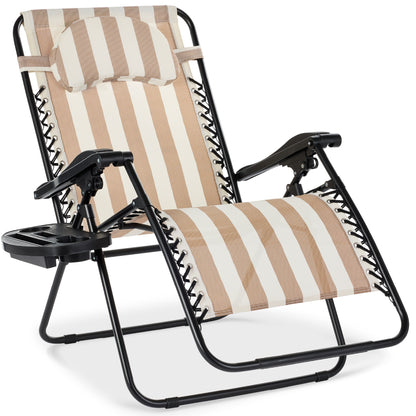 Oversized Reclining Zero Gravity Chair Lounger w/ Cup Holder, Pillow