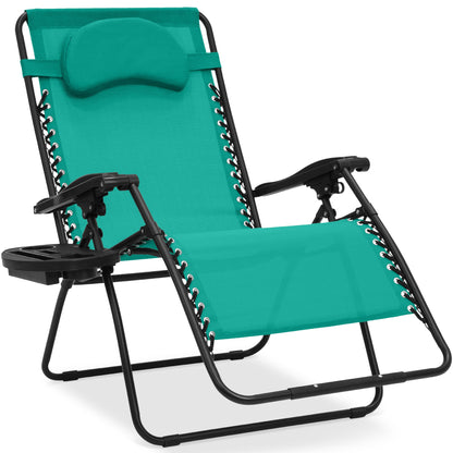 Oversized Reclining Zero Gravity Chair Lounger w/ Cup Holder, Pillow