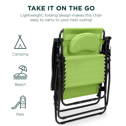 Oversized Reclining Zero Gravity Chair Lounger w/ Cup Holder, Pillow