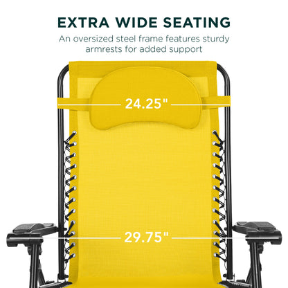 Oversized Reclining Zero Gravity Chair Lounger w/ Cup Holder, Pillow