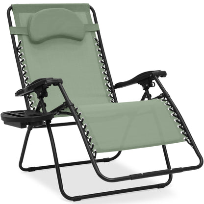 Oversized Reclining Zero Gravity Chair Lounger w/ Cup Holder, Pillow