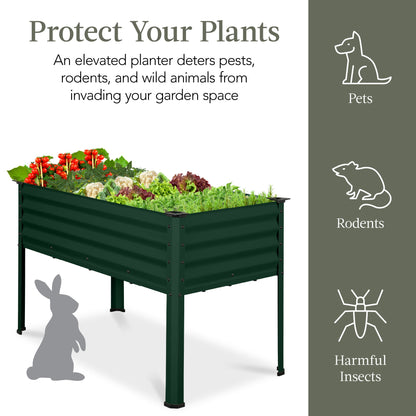 Elevated Galvanized Metal Garden Bed w/ Corner Protectors - 48x24x30in