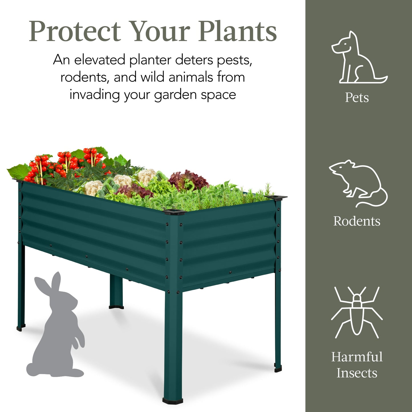Elevated Galvanized Metal Garden Bed w/ Corner Protectors - 48x24x30in