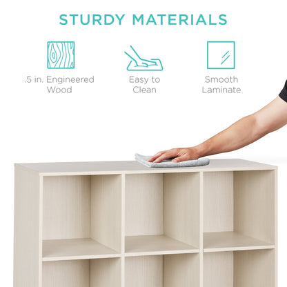 9-Cube Bookshelf Storage Display w/ 3 Removable Panels, Customizable Design
