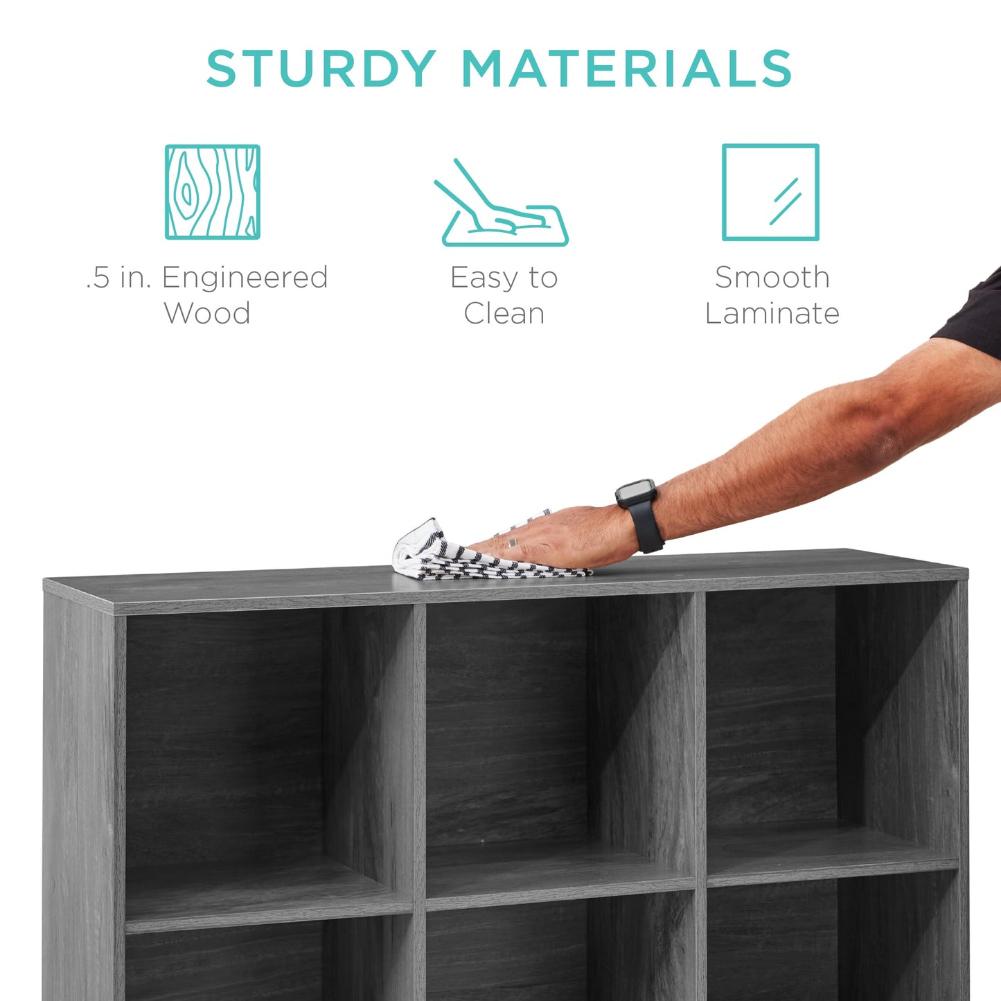 9-Cube Bookshelf Storage Display w/ 3 Removable Panels, Customizable Design