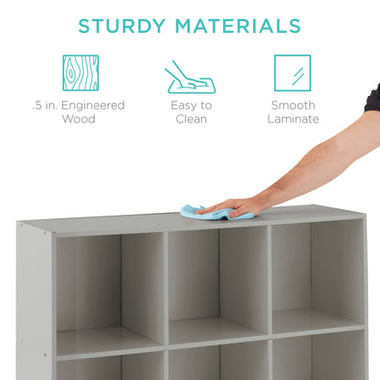 9-Cube Bookshelf Storage Display w/ 3 Removable Panels, Customizable Design