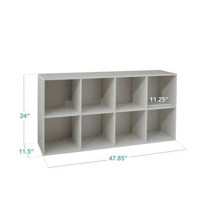 8-Cube Bookshelf, 11in Storage Display w/ Removable Panels, Customizable