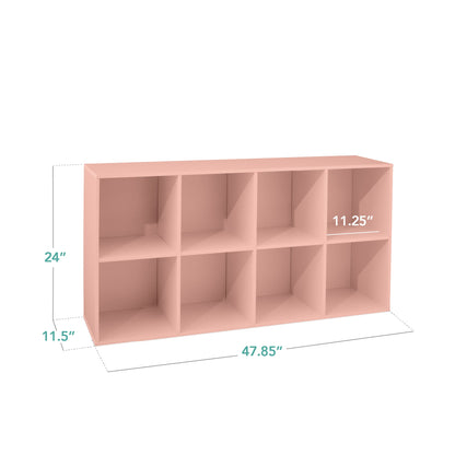 8-Cube Bookshelf, 11in Storage Display w/ Removable Panels, Customizable