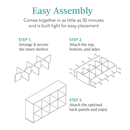 8-Cube Bookshelf, 13.5in Storage Display w/ Removable Panels, Customizable