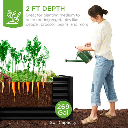Outdoor Metal Raised Garden Bed for Vegetables, Flowers, Herbs - 6x3x2ft