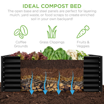 Outdoor Metal Raised Garden Bed for Vegetables, Flowers, Herbs - 6x3x2ft