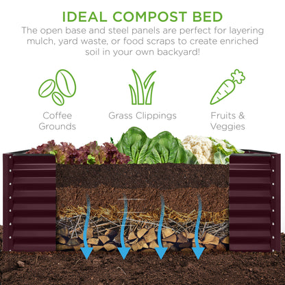 Outdoor Metal Raised Garden Bed for Vegetables, Flowers, Herbs - 6x3x2ft