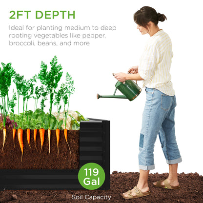 Outdoor Raised Metal Garden Bed for Vegetables, Flowers, Herbs - 4x2x2ft