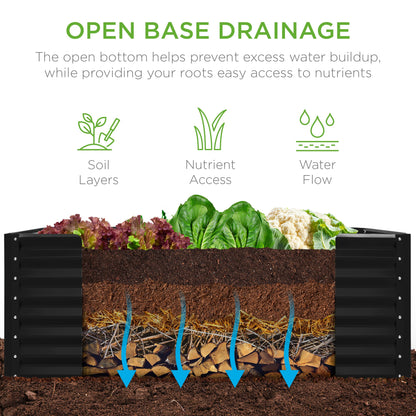 Outdoor Raised Metal Garden Bed for Vegetables, Flowers, Herbs - 4x2x2ft