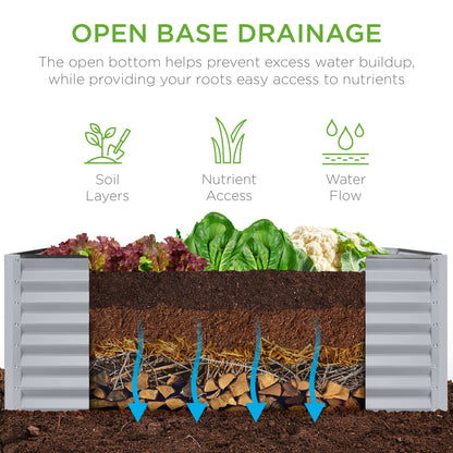 Outdoor Raised Metal Garden Bed for Vegetables, Flowers, Herbs - 4x2x2ft