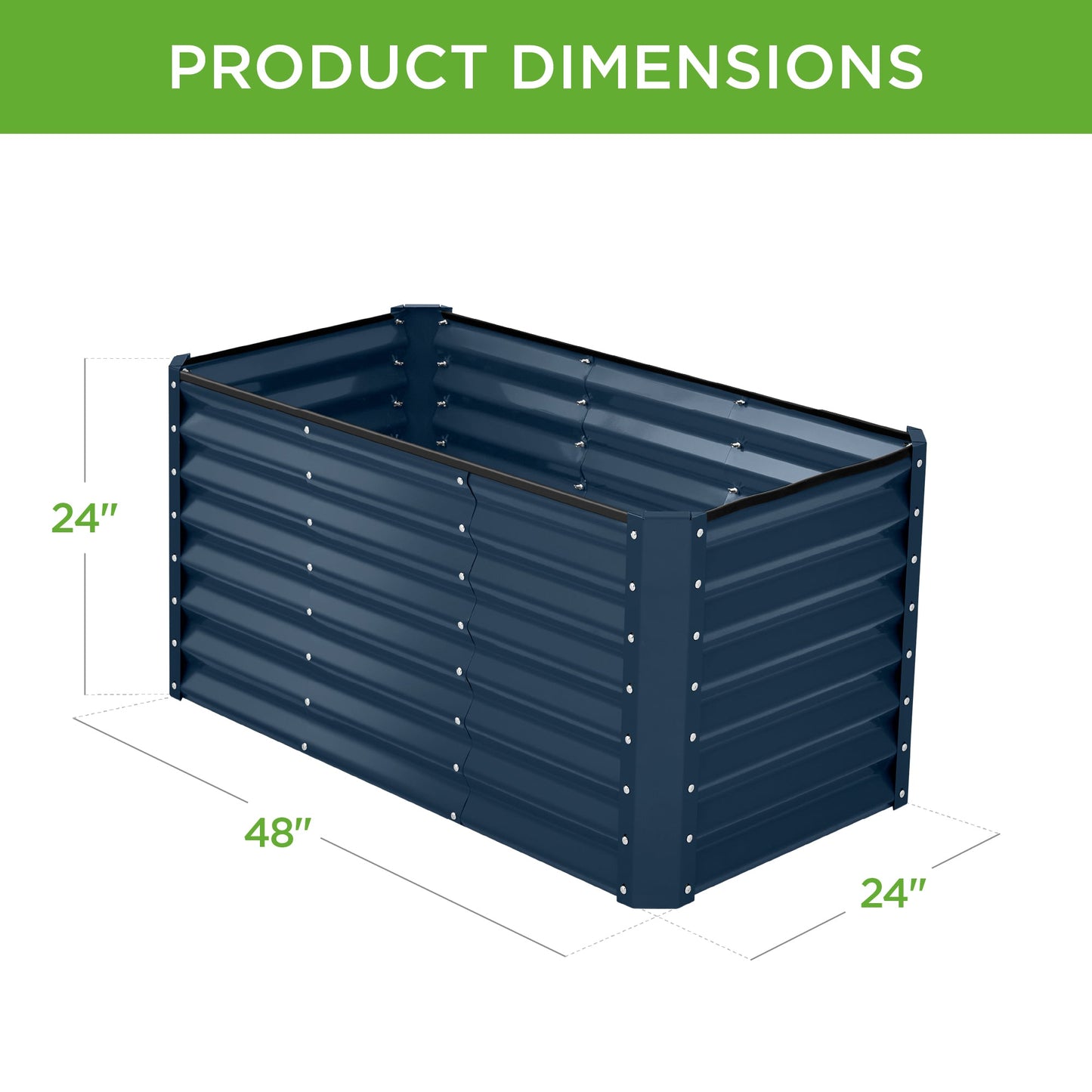 Outdoor Raised Metal Garden Bed for Vegetables, Flowers, Herbs - 4x2x2ft