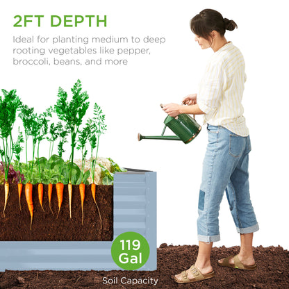Outdoor Raised Metal Garden Bed for Vegetables, Flowers, Herbs - 4x2x2ft