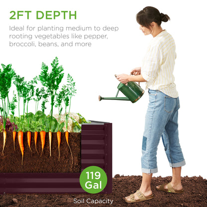 Outdoor Raised Metal Garden Bed for Vegetables, Flowers, Herbs - 4x2x2ft