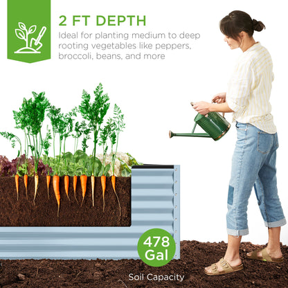 Outdoor Metal Raised Garden Bed for Vegetables, Flowers, Herbs - 8x4x2ft