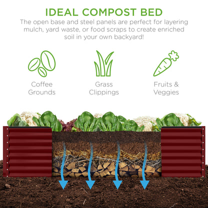 Outdoor Metal Raised Garden Bed for Vegetables, Flowers, Herbs - 8x4x2ft