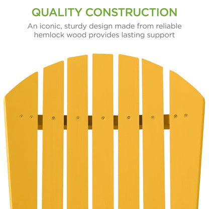 Folding Wooden Adirondack Chair, Accent Furniture w/ Natural Woodgrain