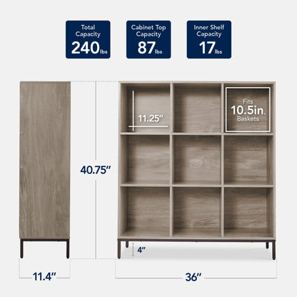 Elevated 9-Cube Storage Organizer, 11in Bookshelf, w/ Metal Legs