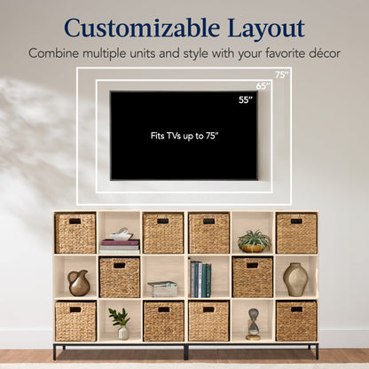 Elevated 9-Cube Storage Organizer, 11in Bookshelf, w/ Metal Legs