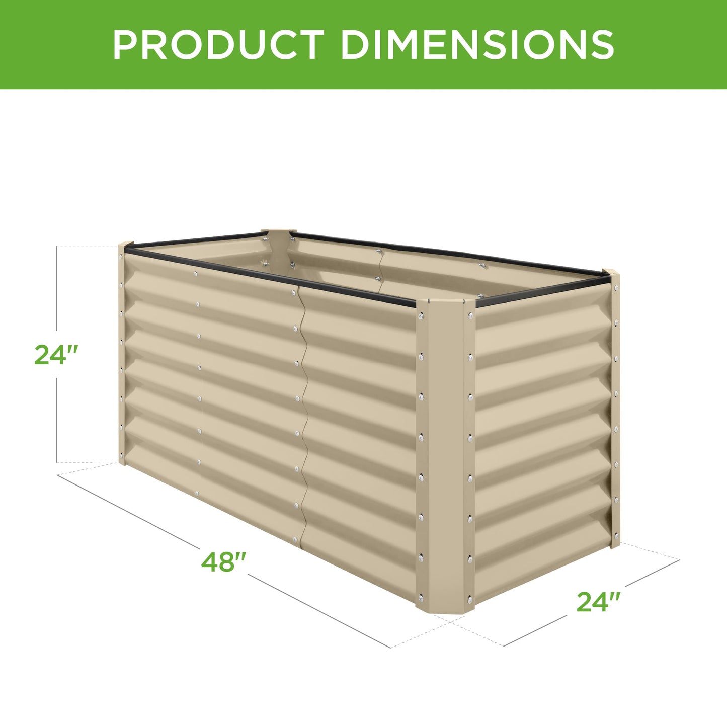 Outdoor Raised Metal Garden Bed for Vegetables, Flowers, Herbs - 4x2x2ft