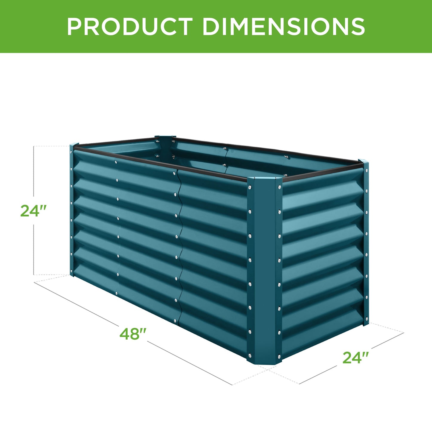 Outdoor Raised Metal Garden Bed for Vegetables, Flowers, Herbs - 4x2x2ft