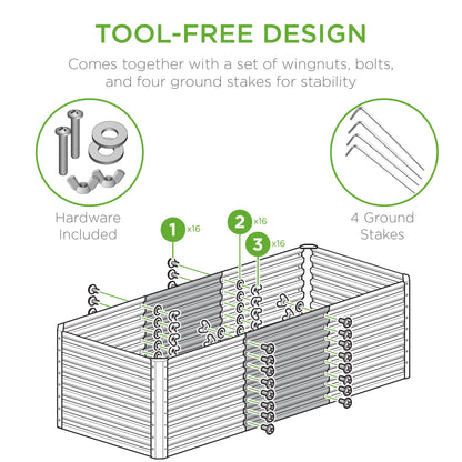 Outdoor Raised Metal Garden Bed for Vegetables, Flowers, Herbs - 4x2x2ft