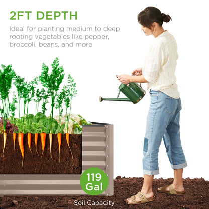 Outdoor Raised Metal Garden Bed for Vegetables, Flowers, Herbs - 4x2x2ft