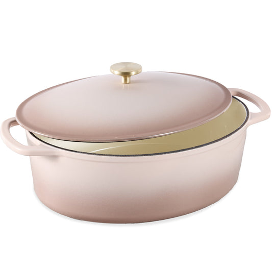 Oval Cast-Iron Dutch Oven Kitchen Cookware w/ Enamel - 7.5qt