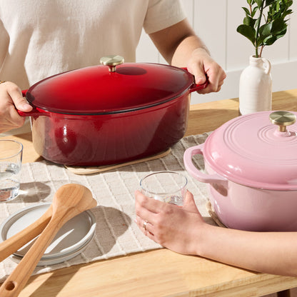 Oval Cast-Iron Dutch Oven Kitchen Cookware w/ Enamel - 7.5qt