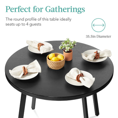 Mid-Century Modern Round Dining Table w/ Adjustable Feet - 35.5in