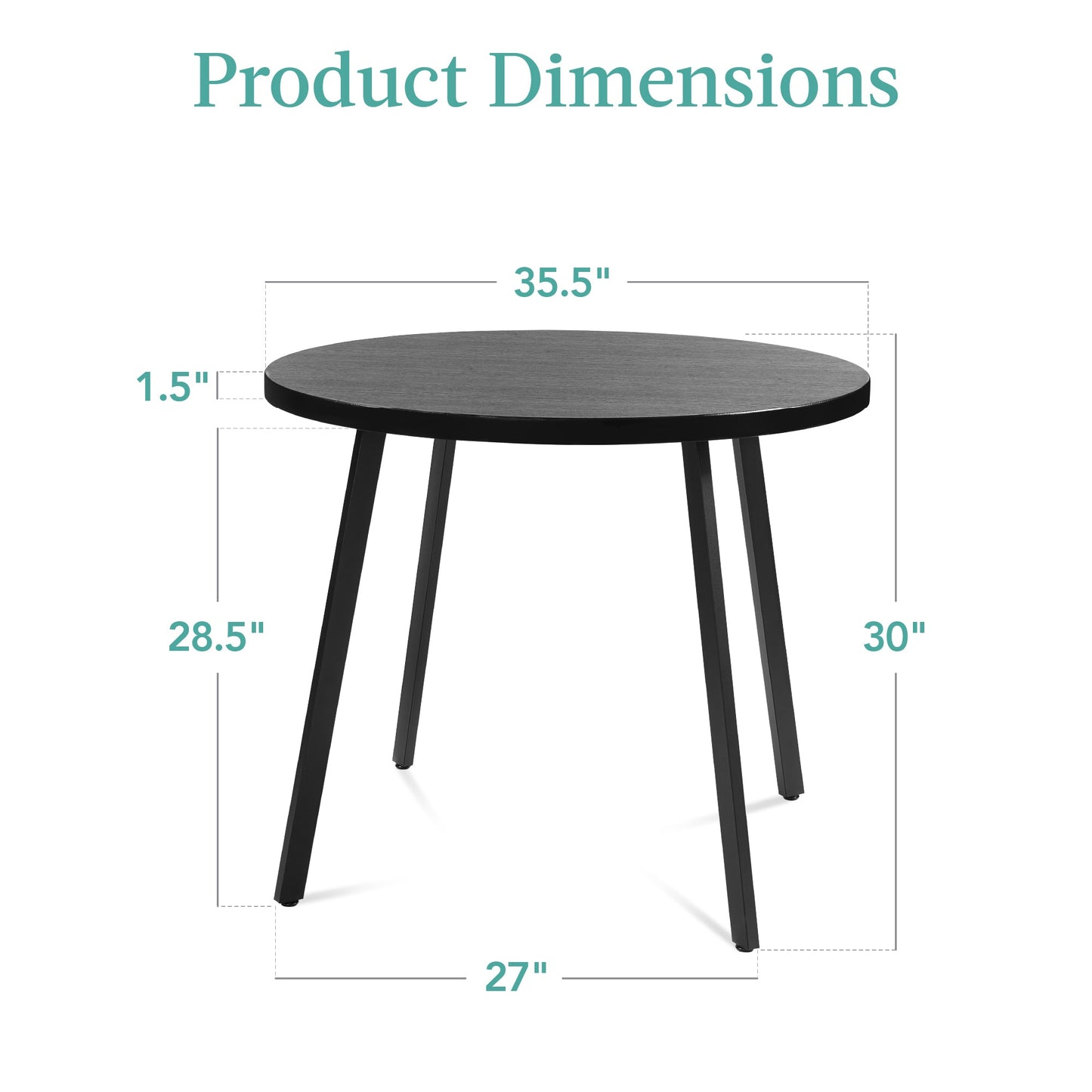 Mid-Century Modern Round Dining Table w/ Adjustable Feet - 35.5in
