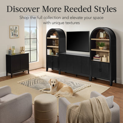 Arched 5-Tier Storage Cabinet w/ Reeded Doors, Adjustable Shelves - 72in