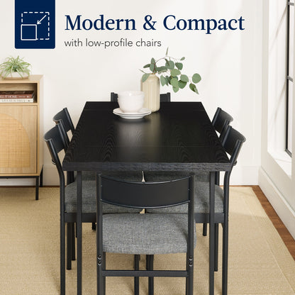 7-Piece Modern Dining Set, Kitchen Table w/ 6 Chairs, Metal Frame